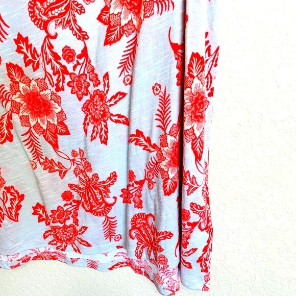 Vintage America red and misty blue floral sleeveless top size S - Picture 3 of 8